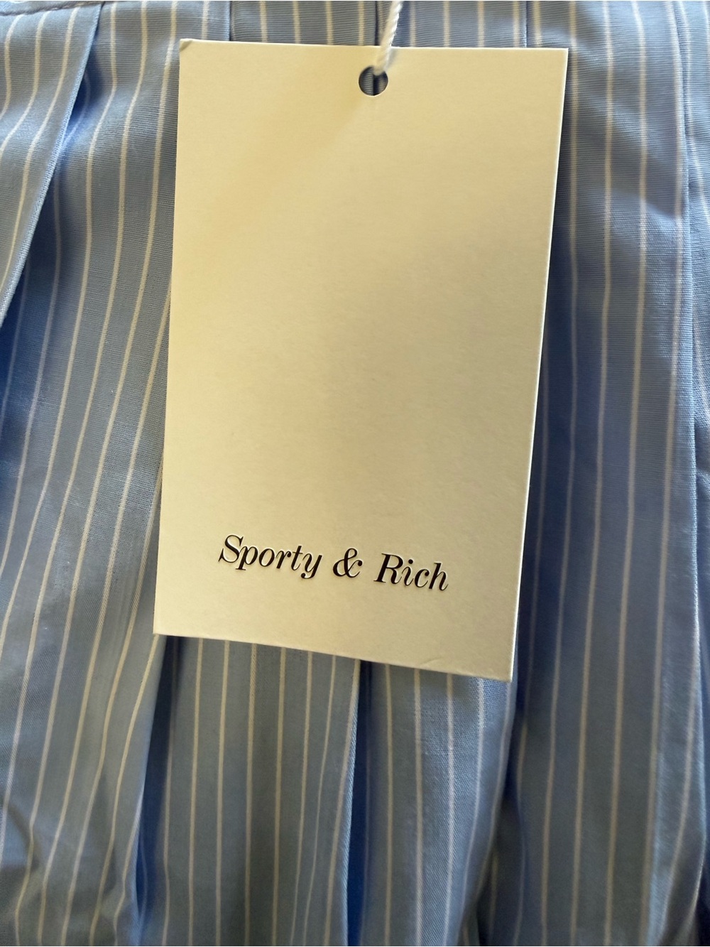 NWT Sporty & Rich Anae Pleated Mini Skirt Blue Stripe M - Picture 12 of 12